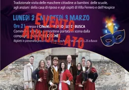 Giro auguri maschere del 70 anniversario del Carnevale di Busca, non ci sarà la Commedia della Filodrammatica